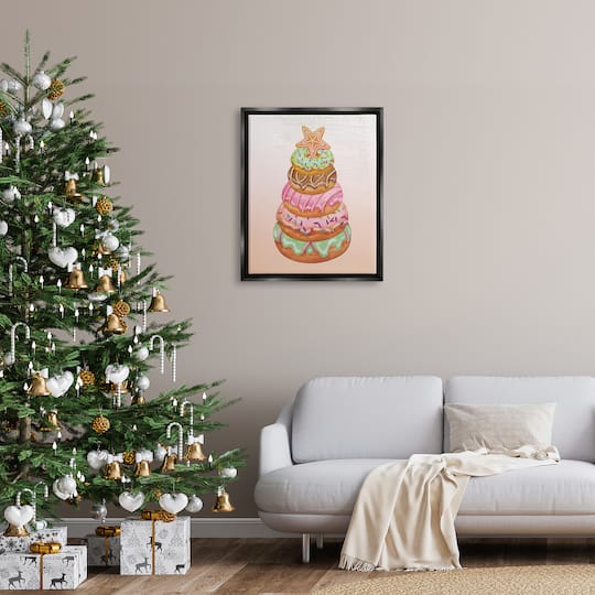 Stupell Industries Seasonal Sweets Stacked Donuts Framed Floater Canvas Wall Art